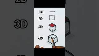 How to draw 1D 2D 3D 4D 🧐🤔😎 drawing 3d art 4D shortfeed [upl. by Stralka]