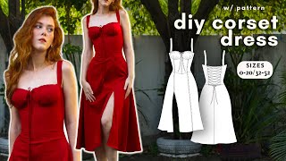 DIY COTTAGE CORE CORSET DRESS  full sewing tutorial w pattern l Juliana Corset Dress [upl. by Sucramad]