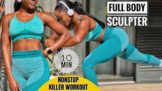 10 MIN FULL BODY WORKOUT Fat Burning No Equipment NonStop Beginner Friendly Sculpter [upl. by Harri]