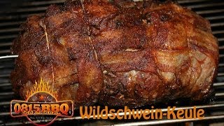 Mit Sauerkraut gefüllte Wildschweinkeule  deutsches Grill und BBQRezept  0815BBQ [upl. by Ephrayim]