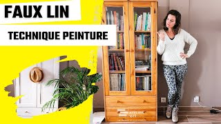 Peindre sans décaper  Comment créer un look lin sur un meuble  FAUX WOOD FINISH TECHNIQUE [upl. by Ardnazxela346]