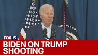 Biden addresses Trump rally deadly shooting  FOX 5 News [upl. by Katsuyama]