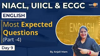 NIACL AO 2024  UIICL AO 2024  ECGC PO 2024  Most Expected Questions  English  Part 4 [upl. by Sherlocke]