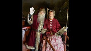 Santa arriving by narrowboat at Middleport Pottery  Nov 2024 [upl. by Zednanreh]