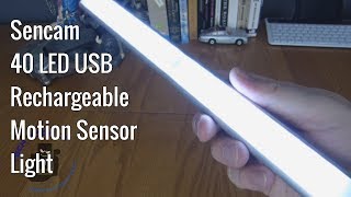 Sencam 40 LED USB Rechargeable Motion Sensor Cupboard Light Unboxing [upl. by Ruttger]