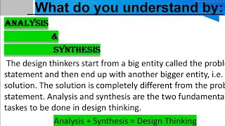 Analysis And Synthesis Method In Design Thinking  MBA aktu analysis synthesis [upl. by Eddy708]