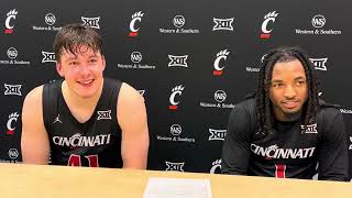 Bearcats Lukosius and Thomas talk to media after 7660 win versus NKU [upl. by Hgielime]