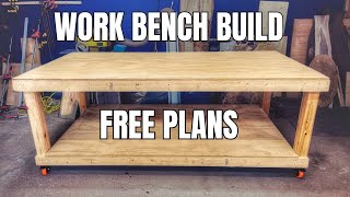 How to Build a Big Mobile Workbench  FREE BUILD PLANS  DIY Workbench [upl. by Nirahs]