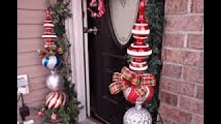 Outdoor Christmas Decor  Large Topiary and Large Gift Box idea [upl. by Beata]