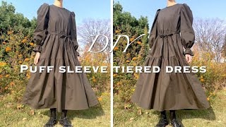 パフスリーブティアードワンピの作り方ワンピース作り方DIYHow to make a puff sleeve tiered dress [upl. by Amiel]