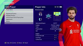 Efootball 2023 Mohamed Salah stats FM 22 to PES 2021 [upl. by Assirod]