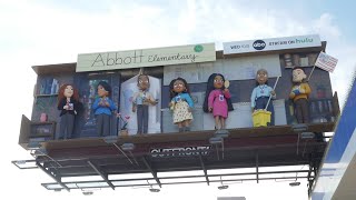 Abbott Elementary 3D Figures Billboard Melrose Avenue Los Angeles California USA October 11 2024 [upl. by Hedaza]