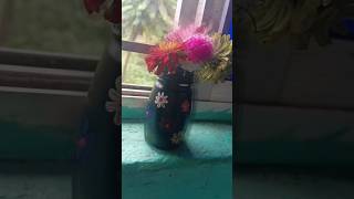 Glass bottle painting painting ytshorts diy artist flowerpainting the beginner of Art 🎨 [upl. by Hplodnar813]