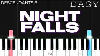 Descendants 3  Night Falls  EASY Piano Tutorial [upl. by Aronos]