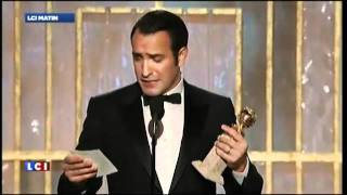 Le Discours de Jean Dujardin aux Golden Globes 2012  meilleur acteur  Cine90fr [upl. by Atirres718]