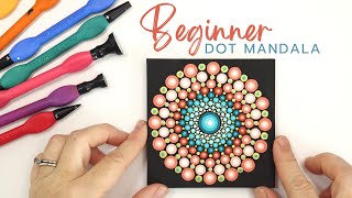 EASY Beginner Dot Mandala Tutorial  How to paint a dot mandala for Beginners [upl. by Alberik]