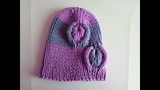 Como hacer Gorro para niños y adultos con agujas  tricot  punto tejido en 3D [upl. by Eesdnil]