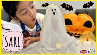 Sari Makes a Cheesecloth Ghost for Halloween  Fun and Easy Halloween Arts and Crafts for Kids [upl. by Chaille648]