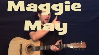 Maggie May Rod Stewart Easy Guitar Lesson How to Play Tutorial [upl. by Nojed]