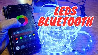 FITA DE LEDS RGB BLUETOOTH COM SINCRONISMO DE VOZ E MÚSICA 🎸🎷 [upl. by Bess]