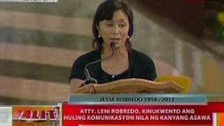 BT Eulogy ng asawa ni Sec Robredo na si Atty Leni Robredo [upl. by Leandre]