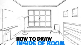 How to Draw in 3 Point Perspective  Inside of a Room [upl. by Glen]