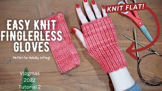 KNIT FLAT Quick amp Easy Fingerless Gloves  Free Tutorial and Free Pattern  Knitting House Square [upl. by Kcirdot]