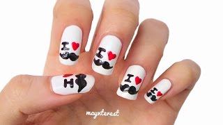 DISEÑO DE UÑAS BIGOTE  MOUSTACHE NAIL ART 💅 paso a paso [upl. by Heady]