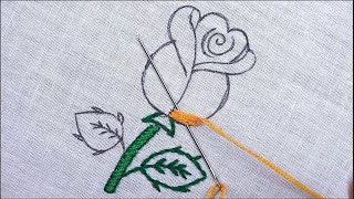 easy rose embroidery with very simple stitch flower embroidery new needle point art rose embroidery [upl. by Kress433]