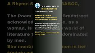 Quick RecapThe PrologueAnne Bradstreet ProloguePG TRB ENGLISH UGC NETTN SETSET [upl. by Frasch]