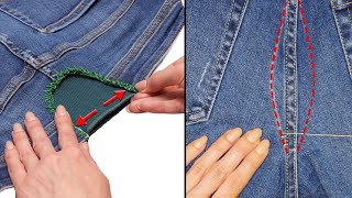 How to upsize the waistband and downsize the back of jeans [upl. by Ariaic491]