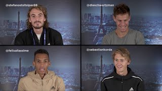 Tsitsipas Schwartzman AugerAliassime Korda  EscapeGame  Rolex Paris Masters 2021 [upl. by Gone357]