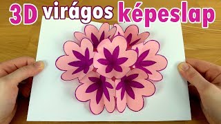 3D virágos képeslap készítése  Ajándékötlet 🎁  Manó kuckó [upl. by Old]