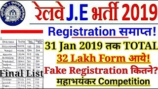 RRB JE 2019 TOTAL FORM TILL 31 JANUARY  FINAL LIST 32 LAKH  FORM  ZONEWISE [upl. by Oakie]