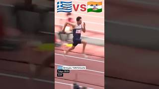 Greece🇬🇷vsIndia🇮🇳highspeedlongjump💪😈shorts youtubeshorts greece india highjump competition [upl. by Rufena404]