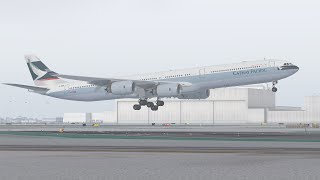 Toliss A340 landing at LAX from HKG 12 hrs 44 mins [upl. by Assyle]