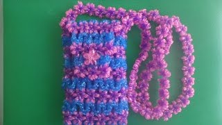 Loom Bands Handytasche Smartphone  Hülle mit Umhängegurt Handyhülle Anleitung [upl. by Akeimahs18]