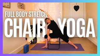 CHAIR YOGA for BEGINNERS and SENIORS  Gentle FULL BODY STRETCH [upl. by Anuat]