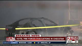 Hotel fire forces evacuation in Checotah [upl. by Yddet]