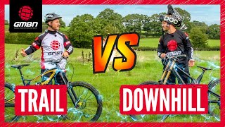 Trail Bike Vs Downhill Mountain Bike Challenges [upl. by Pachton]