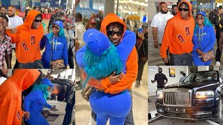 Stonebwoy passionately hugs amp welcomes Jamaican Dancehall Queen Spice in style to Gh 4 their project [upl. by Codd]