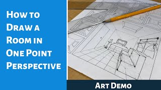 How to Draw a Room in One Point Linear Perspective  Art Lesson [upl. by Wise]