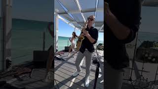 Funky House Music amp Saxophone  from live set by Syntheticsax  Massandra Beach  Van Gogh funky [upl. by Zerla]