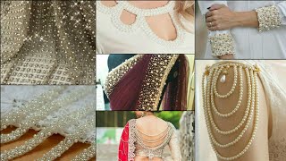 Unique Ways To Accessorise Your SareeBlouse And Sleeves With Pearl accessory Pearl Blouse Designs [upl. by Einnel]