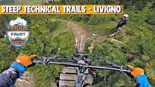 Steep technical black runs at Livigno Bikepark subtitled [upl. by Yzzik]