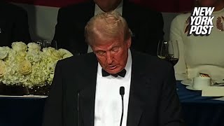 Donald Trump obliterates Kamala Harris Biden de Blasio in scorching Al Smith dinner roast [upl. by Rosse200]