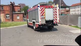 FF Weißenfels  Ausfahrt zur Nottüröffnung mit RW 2 amp DLK 2312 220418 [upl. by Kuebbing]