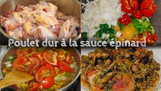 EN CUISINE AVEC MOI CE SOIR • Recette Poulet dur aux épinards et champignons •Recette Congolaise [upl. by Enelyad]