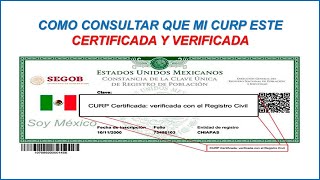 COMO CONSULTAR QUE MI CURP ESTE CERTIFICADA Y VERIFICADA EN EL REGISTRO CIVIL 2024 [upl. by Standush]