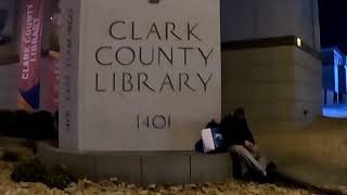 Some people can sleep through anything Outside the Clark County Library on Flamingo Road Las Vegas [upl. by Aioj]